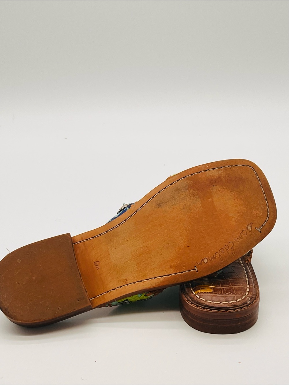 Sam Edelman Brown Embordered Slide Sandals Concho Turquoise Multicolor 6.5 - Picture 8 of 8